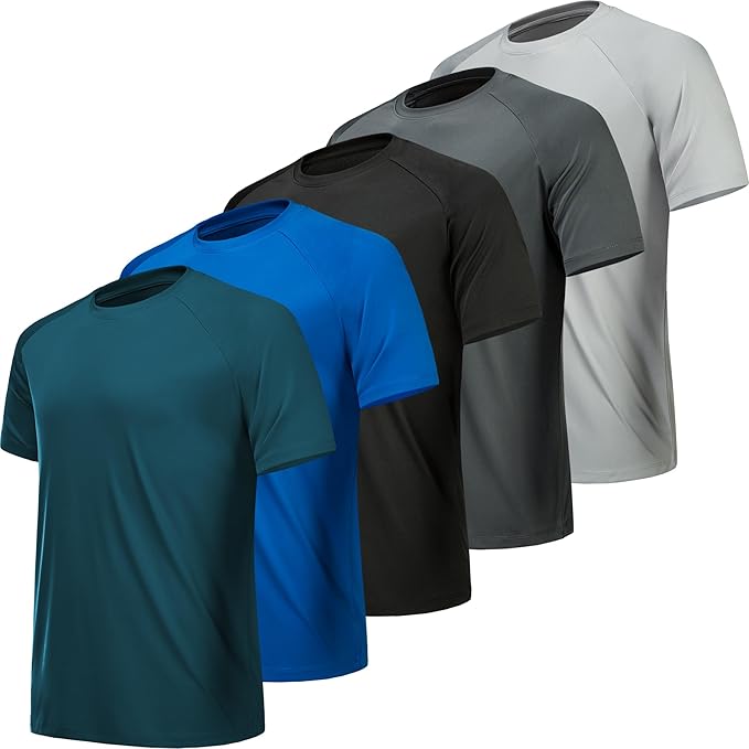 MLYENX 7 Pack Workout Shirts for Men Quick Dry Moisture Wicking Mens Gym Shirts Athletic T-Shirts