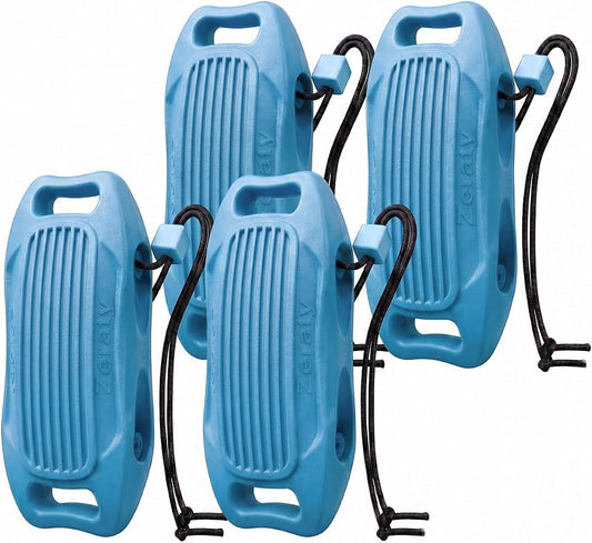 Zeraty Solid EVA Boat Fenders 1-2-4 Packs, 17''x8'' No-Deflation Dock Bumpers with Adjustable Ropes, Modular Stackable Non-Rolling Marine Hull Protector for Pontoon, Yacht, Bass, Jet Ski and Jon Boats