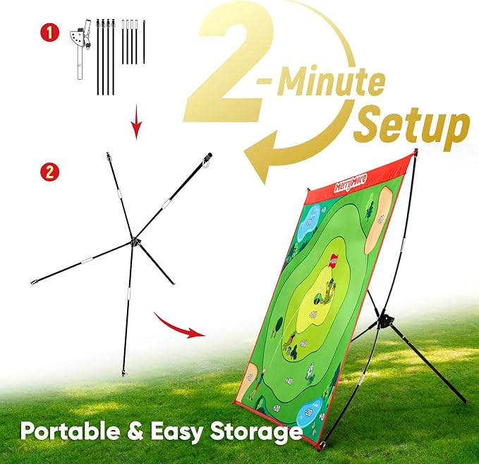 Golf Chipping Game Set with Adjustable Club, Large Target Golf Games Fun, 20 Sticky Balls, Portable Family Yard Game for Adults Kids, Indoor & Outdoor Golf Party