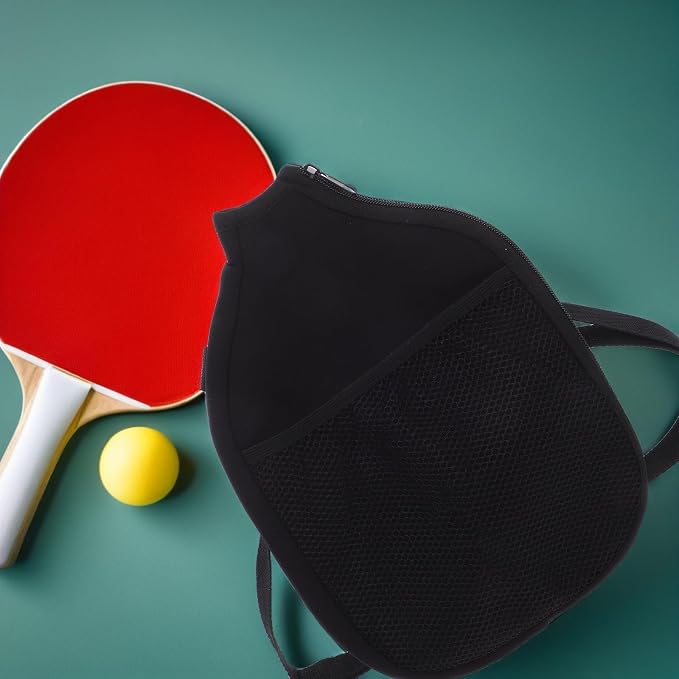 2pcs Table Tennis Paddle Cover Bag with Waterproof Neoprene Material, Mesh Storage Pocket and Shoulder Strap, Wear-resistant and Easy to Carry, for Travel and Beach Outings