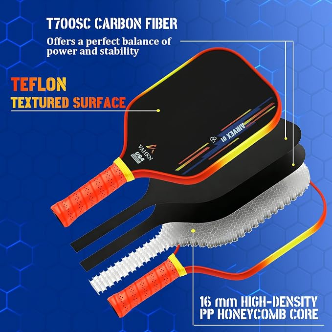 Pickleball Paddles |16MM Carbon Fiber Pickleball Paddle | High-Spin Textured Surface & Vibrant Gradient Edge | USAPA Approved Racket for Ultimate Power,Control & Precision