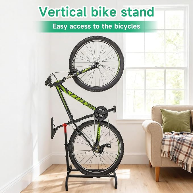 SANLIKE Vertical Bike Stand,Freestanding Space-Saving Bike Rack with Adjustable Height,The Original Vertical Bicycle Floor Stand for Garage Storage, Indoor and Outdoor-Safe & Secure Bike Storage Rack