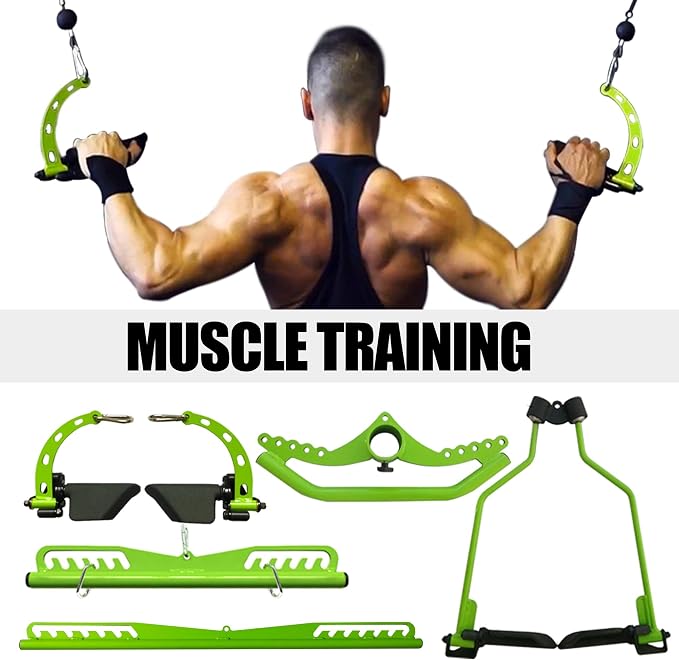 Adjustable Lat Pull down Bar, Cable Machine Attachments for Gym, Home Gym Fitness T-bar Row Pulldown Attachments, Lat Pull Down Machine Wide Grip Neutral Grip Handle