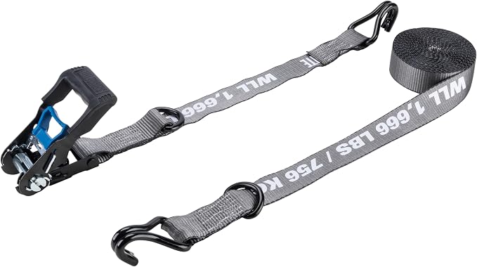 Secure Tite 1-1/2” x 20’ Tie Down Ratchet Straps, Ratchet Tie Down Straps, Double J-Hook, 1667 lbs Working Load Limit, 5000 lbs Break Strength, 4-Pack