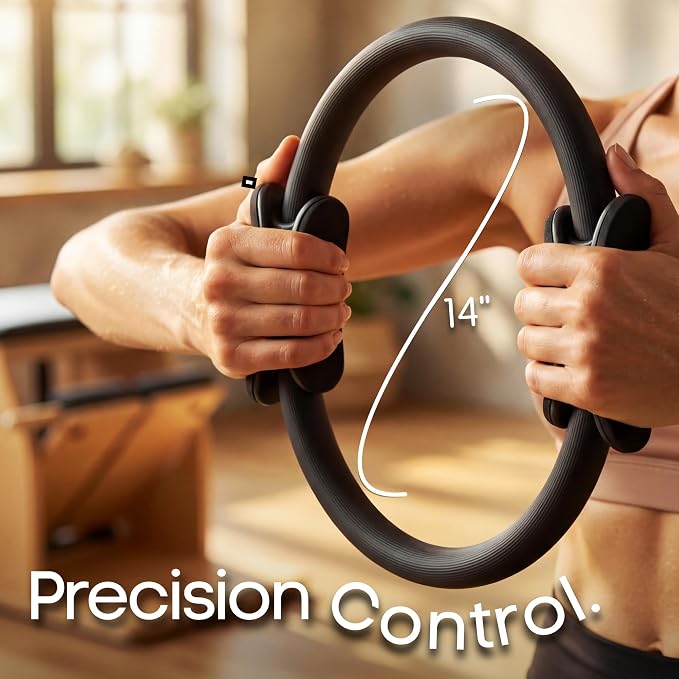 Pilates Ring 14 Inch – Fitness Circle for Core & Thigh Workout, Medium Resistance Exercise Ring with Non-Slip Handles, Pilates Ring for Home Gym & Full Body Toning