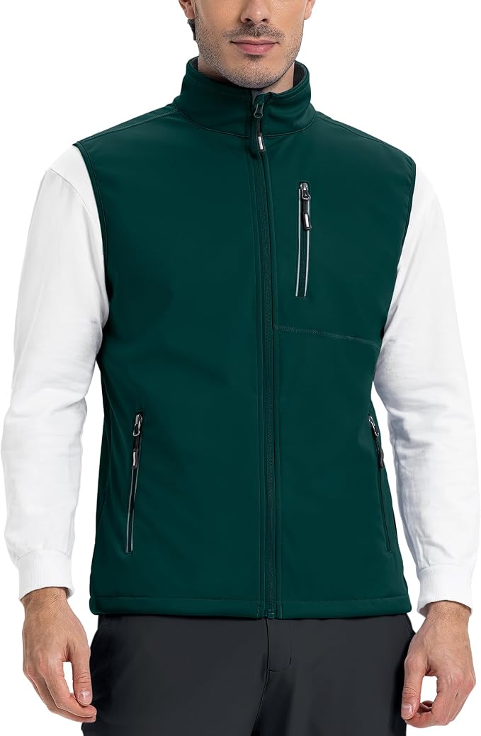 Outdoor Ventures Men's Windproof Softshell Vest Outerwear Lightweight Sleeveless Jacket for Running Golf Hiking Travel