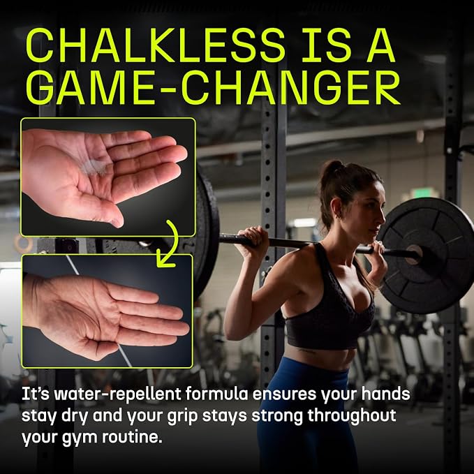Chalkless Grip Enhancer - Premium Liquid Chalk Alternative & Less Mess Hand Chalk for Weightlifting, Powerlifting, Yoga, Gaming, Climbing, and More, Non-Toxic Long-Lasting & Reliable