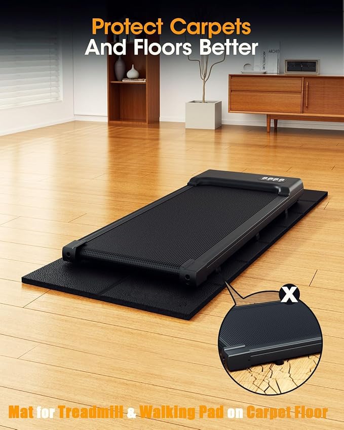 Treadmill Walking Pad Mat for Carpet, for Hardwood Floors, 68"x24", Mat for Under Treadmill/Walking pad/Bike on Carpet, 1/5" Thick Exercise Equipment Mat, No Slip, Noise Shock Absorption