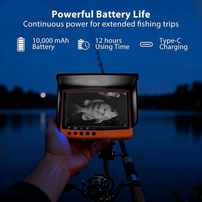Underwater Camera Fish Finder: 1080P HD Waterproof for Ice/Lake/Sea Fishing with 82ft Cable｜Portable Depth Finders for Boats & Kayaks｜2000nit OLED Display for Murky Water Conditions