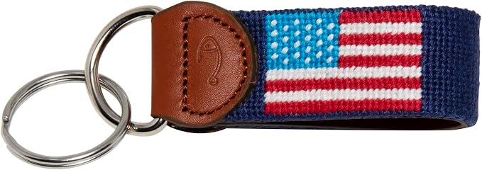 Leather Hand-Stitched Needlepoint Key Fob or Key Chain