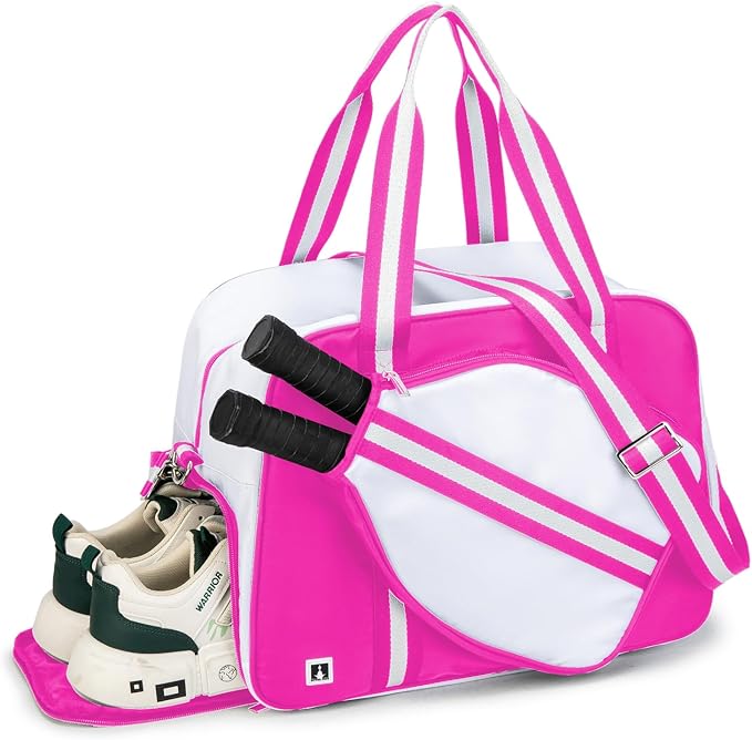 ROYALFAIR Pickleball Tote Bag for Women Men Large Capacity with Paddle Cover Pocket Internal Shoe Pocket and Adjustable Shoulder strap
