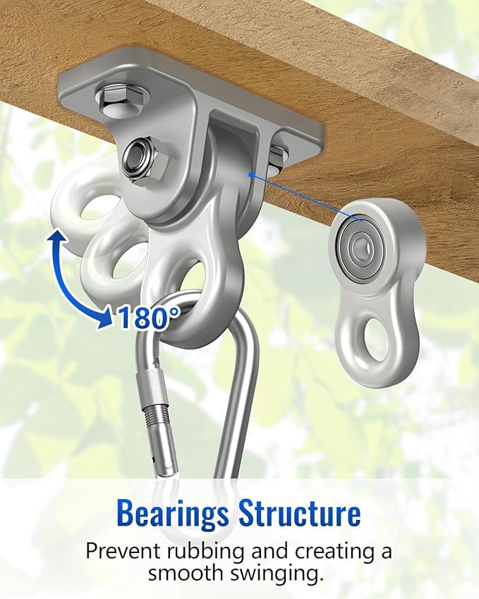Heavy Duty Swing Hangers, Indoor-Outdoor Hooks, 4-Pack | Corrosion Resistant, 5000+ lb Capacity, For Porch Swings, Yoga, Playgrounds, Trapeze, Hammocks, Punching Bags