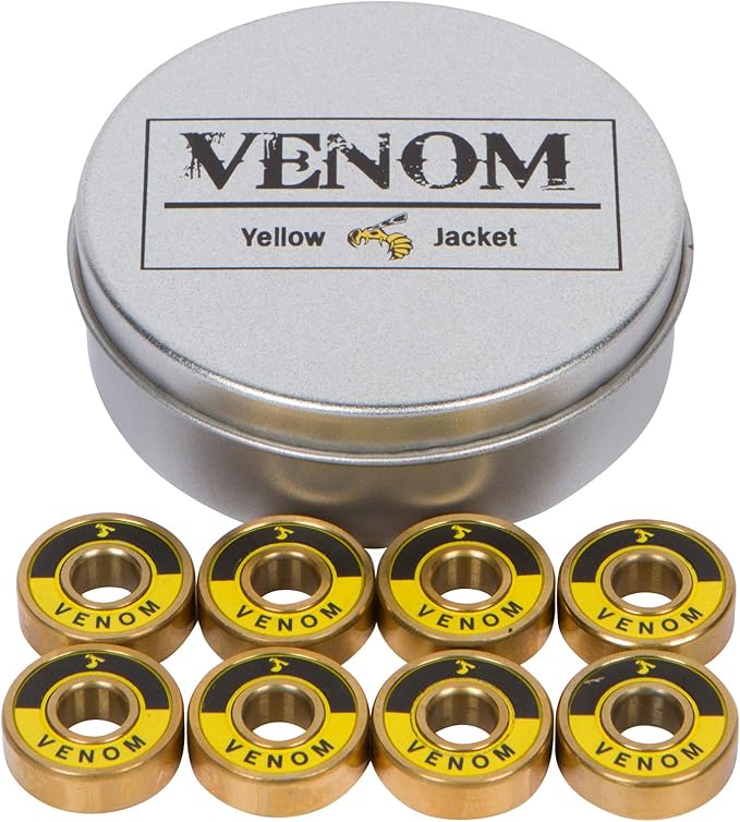 Yellow Jacket Premium Skateboard Bearings – Titanium Coated, Ceramic Balls – Pro Longboard – High Speed, Precision for Skateboards, Longboards, Skates