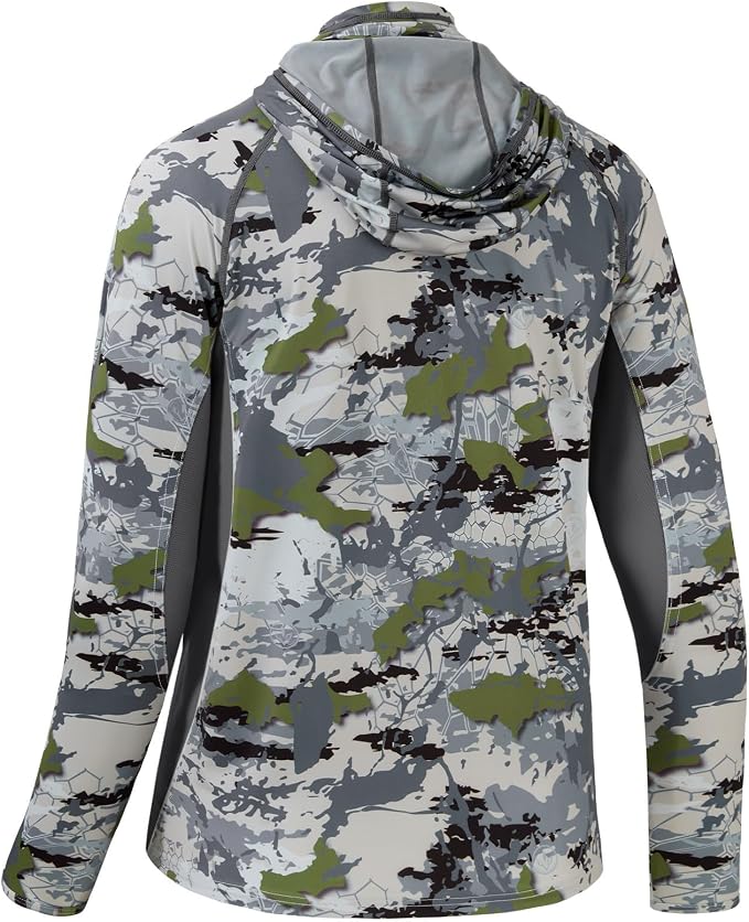 BASSDASH Men's UPF 50+ Camo Long Sleeve Hunting Fishing Hoodie Shirt