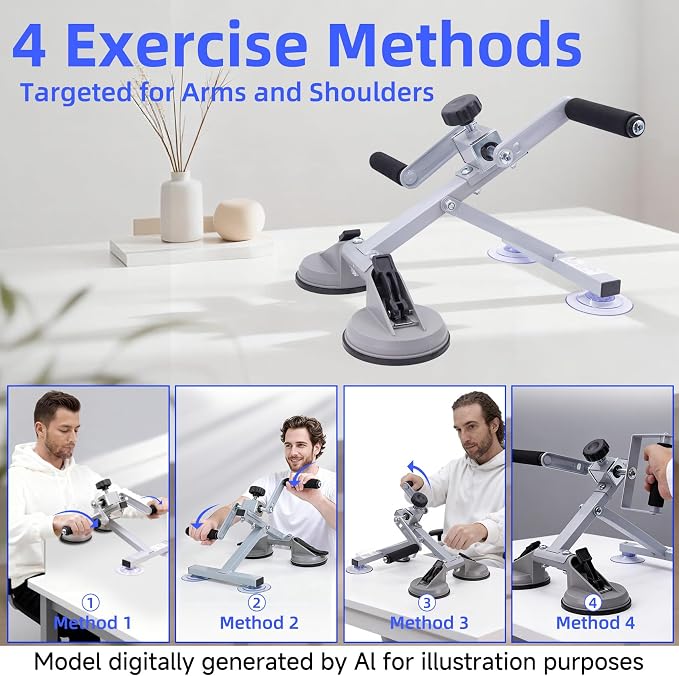 Arm Bike for Physical Therapy Table Top, Hand Bike Stroke Rehab Equipment, Portable Indoor Arm Cycle for Seniors, for Arm Shoulder Wrist(with A Finger Rehab Gloves, Extra Handle)