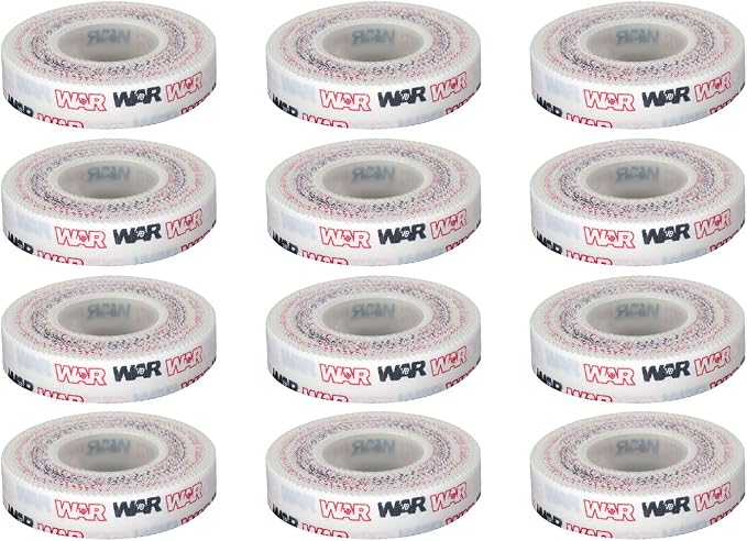 WAR Tape EZ Rip Premium Athletic Medical Sports Tape | No Sticky Residue | 30 ft Rolls | Best for Athletes & Trainers | Ideal for Fingers, Ankles, Wrists, and Equipment | 0.5 Inch (Pack of 12)