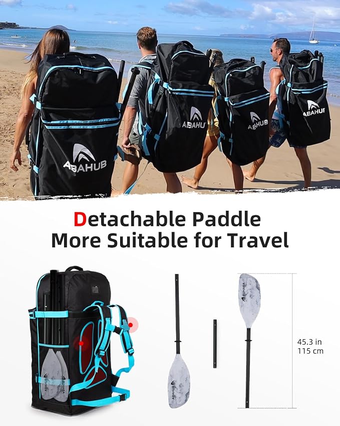 Abahub Adjustable Kayak Paddle 210-230 cm/ 230-250 cm Floating Kayaking Oars Boating Oars Canoeing Oars Black