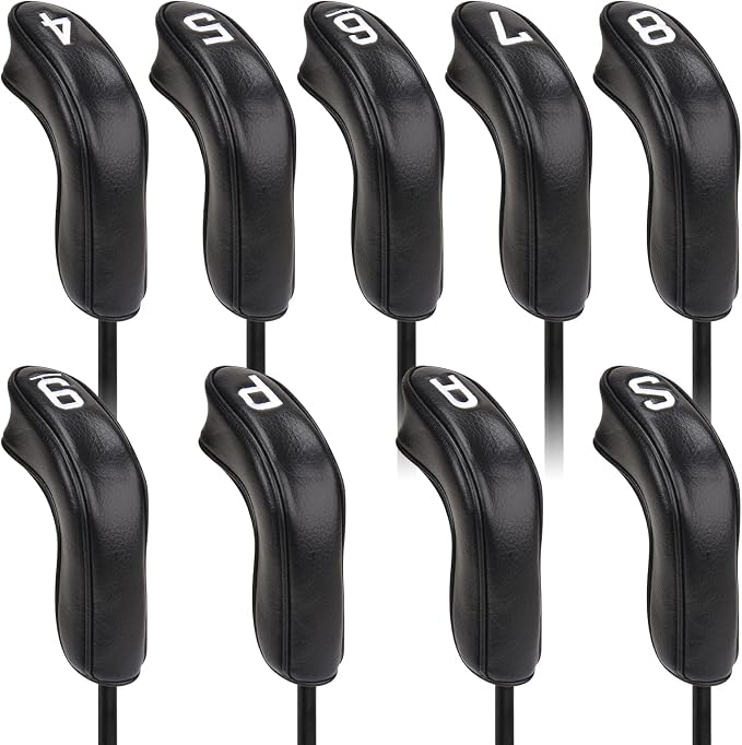 BIG TEETH Golf Hybrid Iron Head Cover 9Pcs, Long Hybrids Iron Covers Head Covers Set, Golf Club Covers W/Big NO. Fits for Cleveland Launcher Cobra T Rail Hybrid Irons