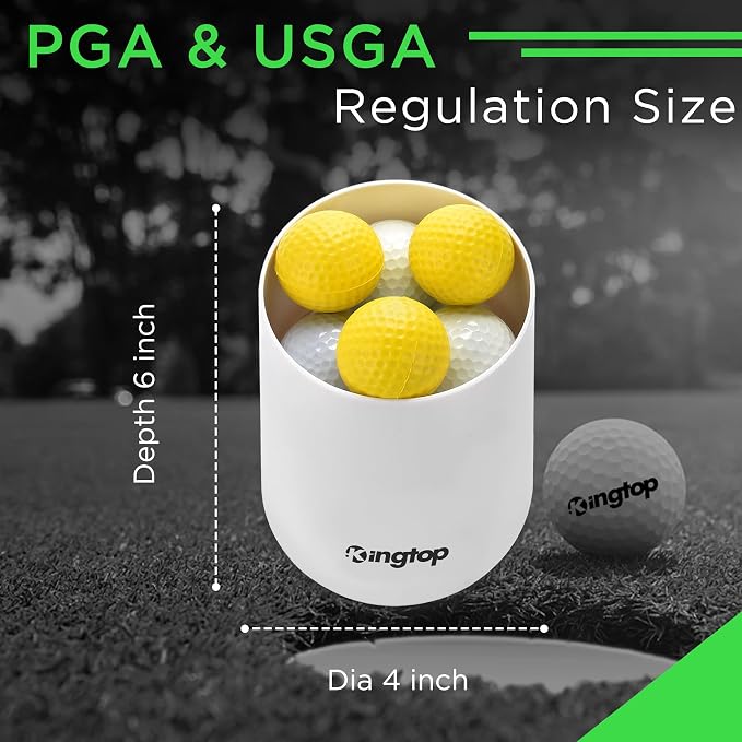 KINGTOP 6Inch Golf Hole Cup with Hole Cover for Backyard Practice Putting Green, Fit PGA | LPGA | USGA Regulations