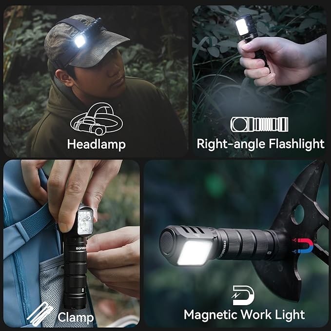 sofirn Rechargeable Headlamp HS42 with Red Light Mode, Dual Clip, 2100 Lumen Ultra Bright LED Headlamp Type C Charging Port, IP66 Waterproof for Hiking, Outdoor Camping, and Automotive Maintenance