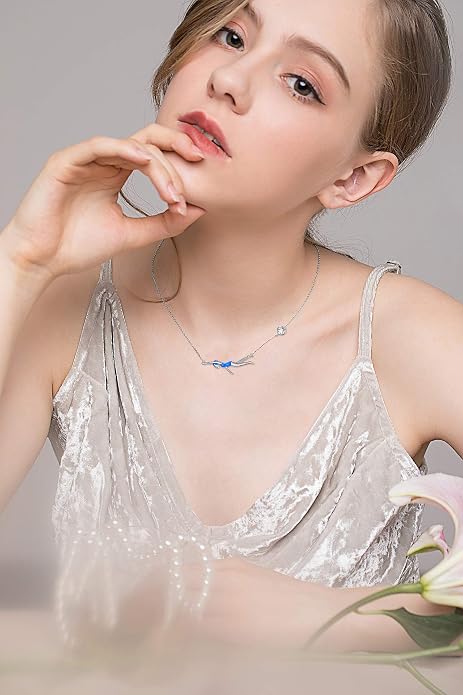 925 Sterling Silver Heart CZ Cute Swimming Girl Pendant Necklace for Women Teen Swimmer Coach Gift
