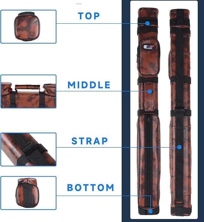 GSE Games & Sports Expert 2x2 Deluxe Hard Billiard Pool Cue Stick Carrying Case, Billiard Cue Case, Billiards Accessories (Several Colors Available)