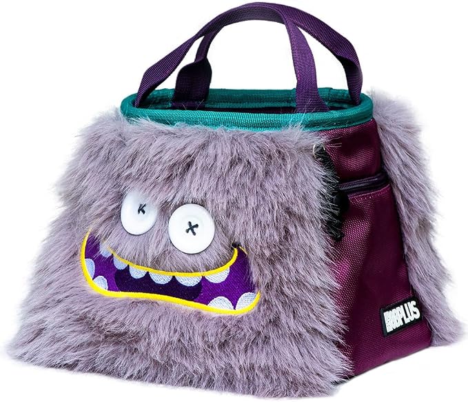 8BPLUS Angus Boulderbag, Premium Artificial Fur, Ripstop, Soft Fleece Interior, 8.7in Opening, Center-Closing Drawstring, Multiple Brush Holders, Zipper Pockets, Climbing Gear