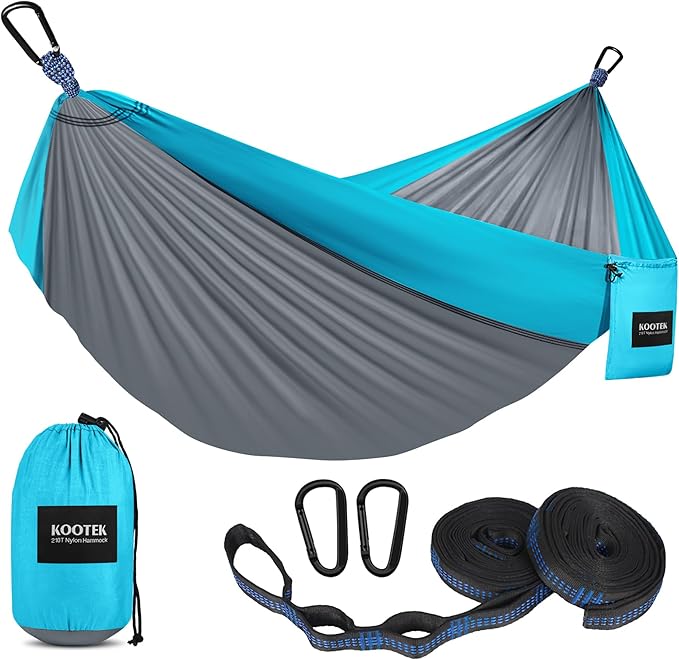 Kootek Camping Hammock, Portable Hammocks with Tree Straps & Attached Carry Bag, Camping Essentials Gear, Perfect for Outside Indoor Hiking Beach Backpack Travel