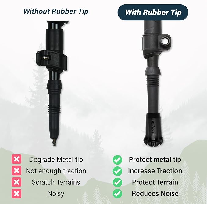 TREKOLOGY Trek-Z Collapsible Hiking & Trekking Poles -100cm-120cm (Black) Adjustable Length - Bundle with 8 pcs of Rubber Pole Tip - Perfect Set for Hikers, Backpacker - Walking Stick for Camping