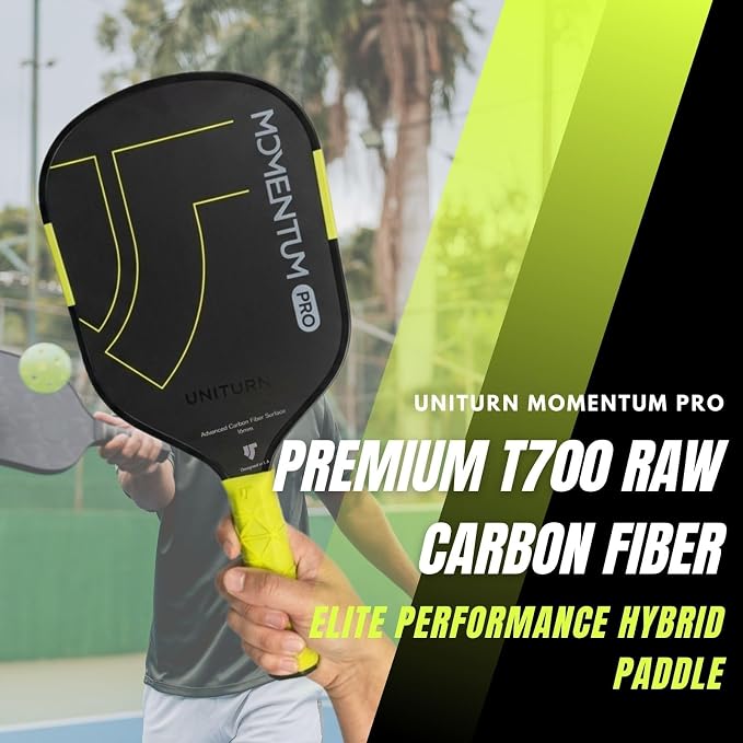 Pickleball Paddle – T700 Raw Carbon Fiber, Silicone Grip | Momentum PRO 16mm Control Core, Hyperfoam Edge