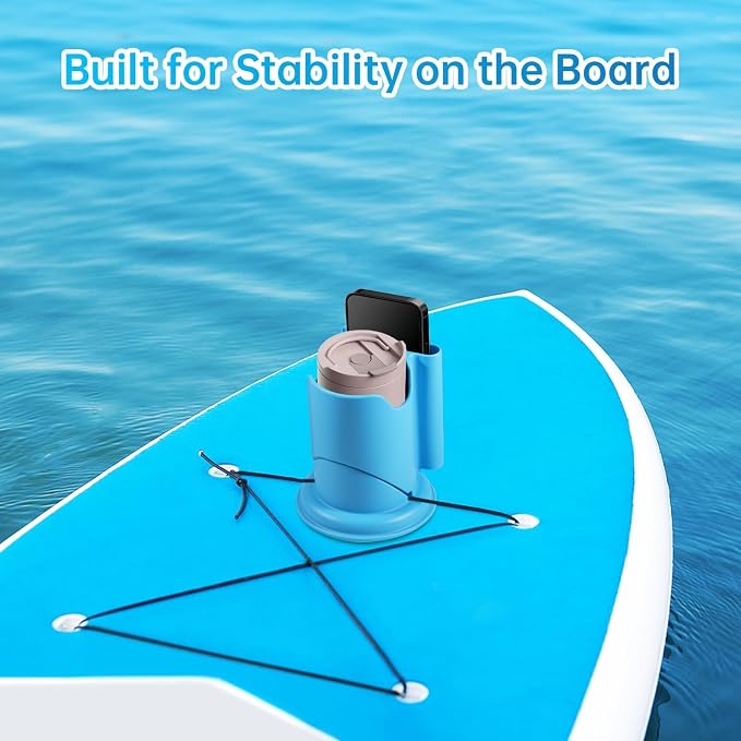 Paddle Board Cup Holder, Kayak Cup Holder 2-in-1 Drink & Phone Holder, Paddleboard and Kayak Accessories for SUP, Kayaking, Fishing, Yoga, or Surfing Adventures(Blue,2Pack)