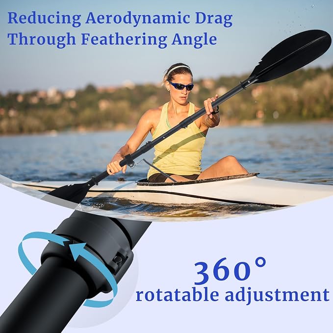 Kayak Oar for Boating,Adjustable Kayak Paddle Alloy Shaft Kayaking Boating Canoeing Oar with Paddle Leash for Adults Men Women Outdoor Fishing Lake River Travel
