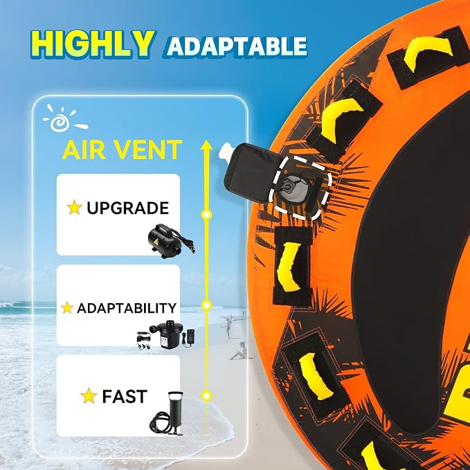 XGeek Towable Tubes for Boating, 1-4 Person Boat Tubes for Tubing, Heavy-Duty Inflatable Boat Tubes and Towables, Multi-Style Secure Sofa & Classic Donut with Stronger 840D Nylon Cover