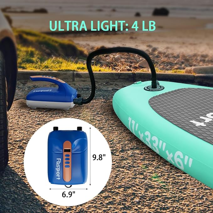 Electric Paddle Board Pump, 20PSI SUP Air Pump with Inflation & Deflation Functions & 12V DC Car Connector, Portable Quick Inflator for Inflatable Paddleboard, Kayaks, Boats and Air Mattresses