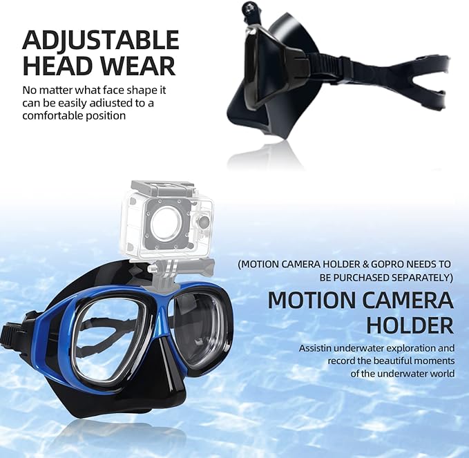 Snorkeling Gear for Adults Youth, Nearsighted Anti-Fog Diving Mask & Silicone Dry Snorkel for Scuba Diving Spearfishing Freediving