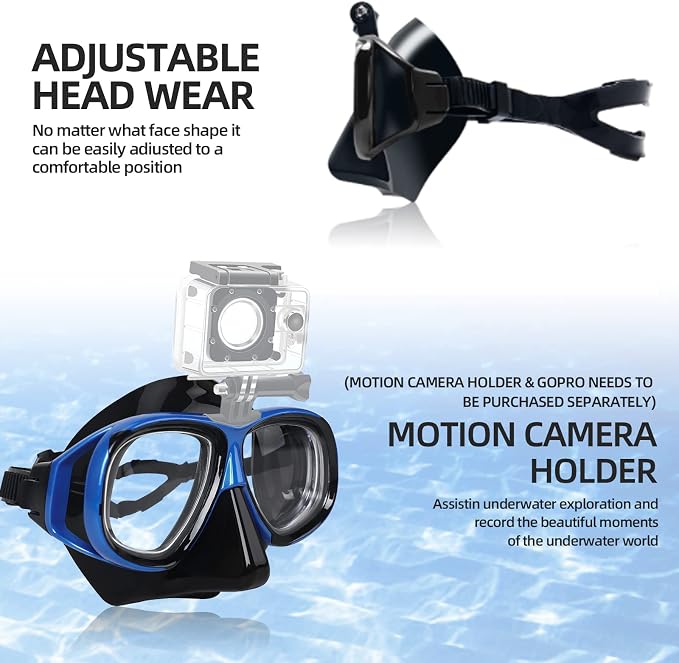 Snorkeling Gear for Adults Youth, Nearsighted Anti-Fog Diving Mask & Silicone Dry Snorkel for Scuba Diving Spearfishing Freediving