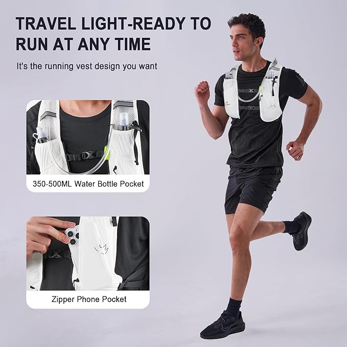 N NEVO RHINO 5.5L Running Vest for Women Men, Lightweight Hydration Vest with 1.5L Water Bladder, Breathable Water Backpack for Hiking Marathon Running