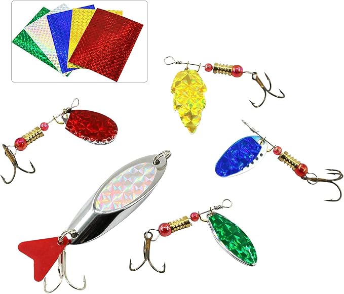 Fishing Lure Tape Stickers,15/30pcs Reflective Fish Scales Lures Bait Sticker Holographic Adhesive Film Flash Lure Tape for DIY Fishing Lures Making Accessories Crafts Tool