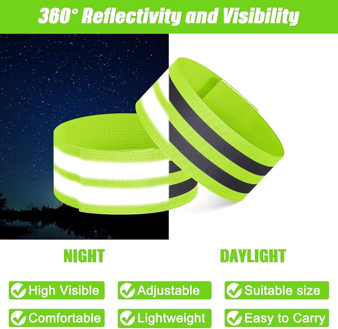 150 Pieces Reflective Arm Bands for Night Walking Ankle Band for Runners Reflective Wrist Band Cycling Running Gear Reflector High Visibility Tape Straps