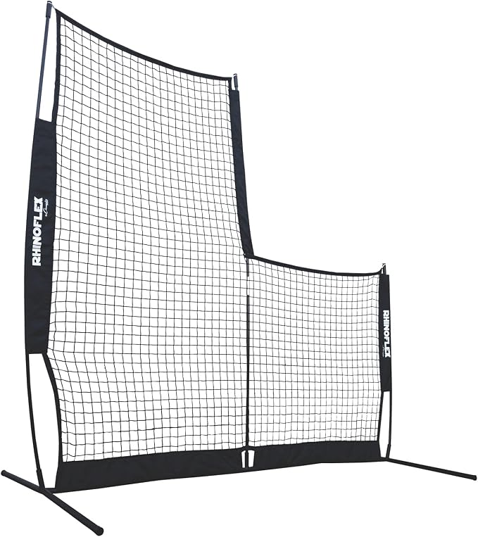 Champion Sports Rhino Flex Reversible Baseball Protective L Screen Pitching Net with Carry Bag,Black