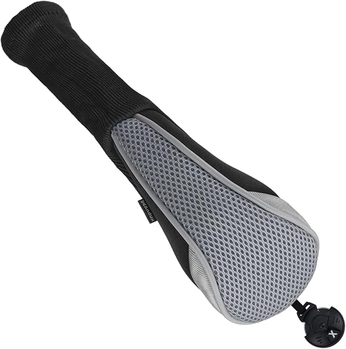 Andux 2pcs Long Neck Golf Hybrid Club Head Covers Dial No. Tag CTMT-02 | Mesh Breathable material | all the Same Size | Coloured Piping | Pull-On Closure
