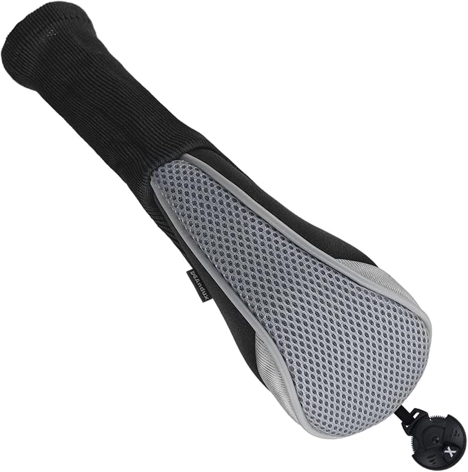 Andux 3pcs Long Neck Golf Hybrid Club Head Covers Dial No. Tag CTMT-02 | Mesh Breathable material | all the Same Size | Coloured Piping | Pull-On Closure