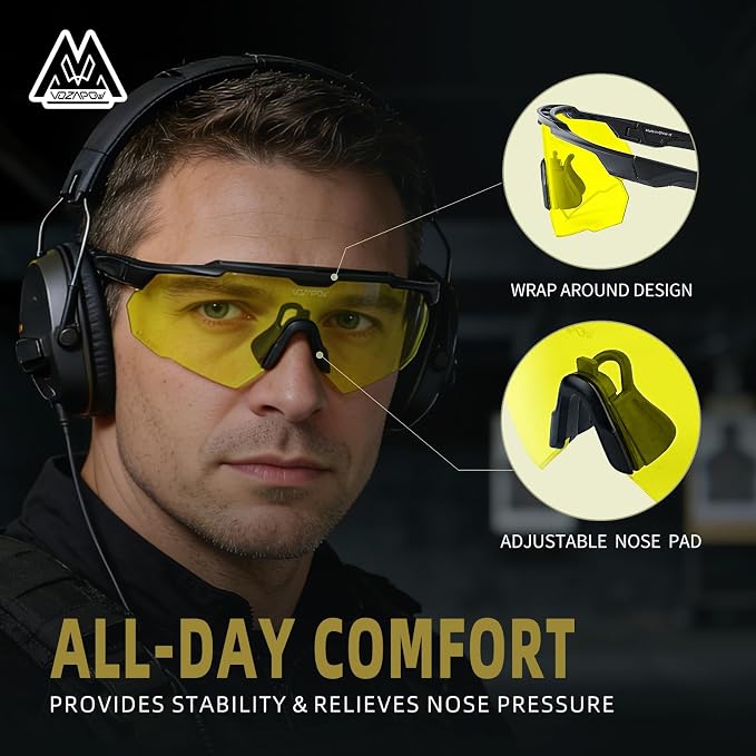 Shooting Glasses Anti Fog with High Definition Lenses, ANSI Z87+ Certified Tactical Safety Glasses for Men Women