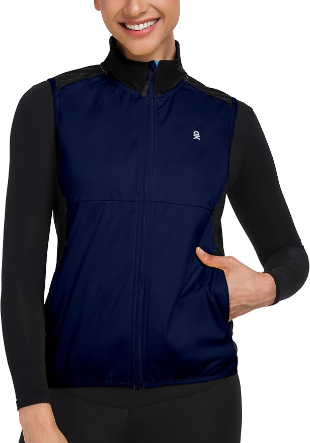 Little Donkey Andy Windproof Sleeveless Vest Jacket for Women, Water-Repellent Stretch Sports Vest for Cycling, Running