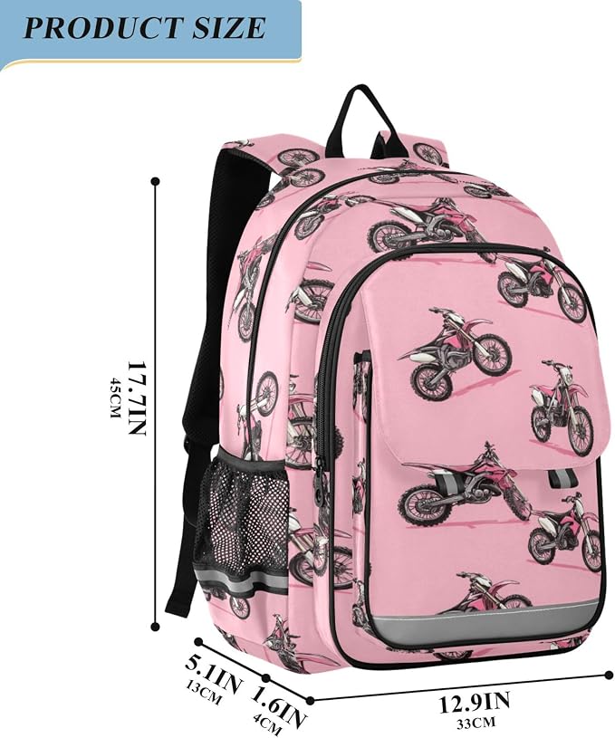 Fisyme Dirt Bike Motocycles School Backpack Laptop Backpacks Bags Bookbag Travel Casual Computer Notebooks Daypacks