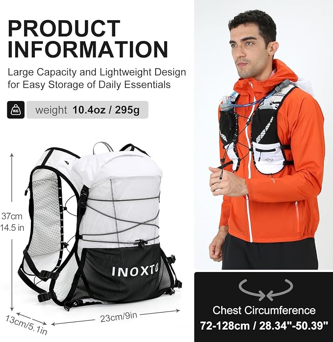 IX INOXTO Running Vest Hydration Backpack, Lightweight Running Backpack Hydration Pack with 1.6L Water Bladder Daypack for Trail Running Hiking Cycling Race Marathon for Women Men