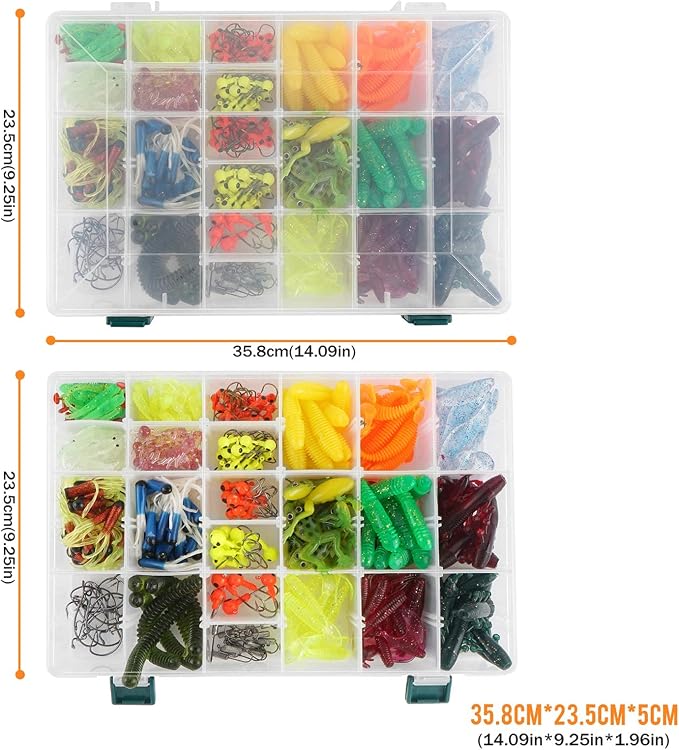 Pure Vie Fishing Topwater Lures Kits Mixed Universal Artificial Soft Baits Tackle Including Crankbaits, Spinnerbaits, Plastic Worms, Frogs, Hooks, Tackle Box - Freshwater Saltwater Fishing Equipment