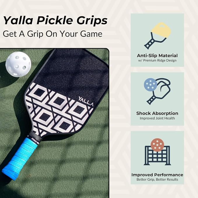 Pickle Grips Pickleball Paddle Grip Tape - Overgrip Grip Wrap for Pickleball Racket - Moisture Wicking Paddle Grip Wrap (2 Pack)