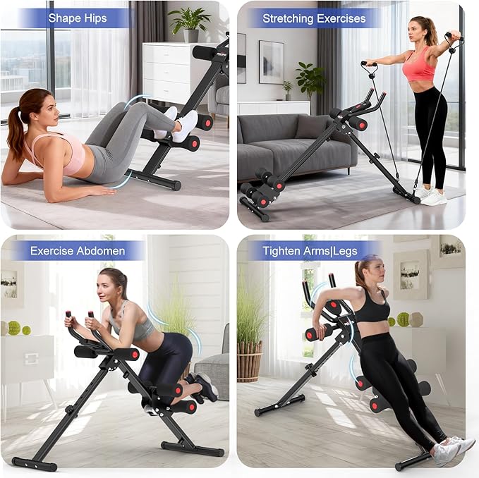 RELIFE REBUILD YOUR LIFE AB Workout Machine Adjustable Ab Trainer Machine Foldable Ab Cruncher Strength Training Equipment for Home Gym, Full Body Workout Equipment 440 LBS