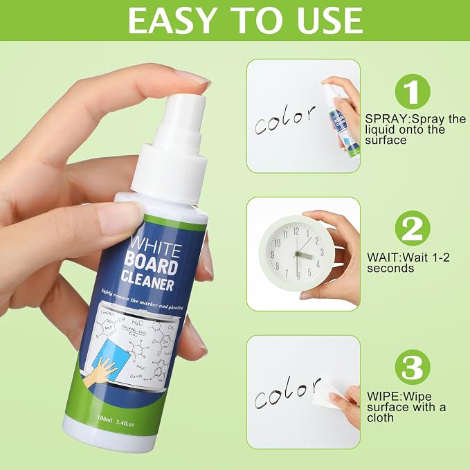 Fuyoooo 12 Pcs Whiteboard Spray Cleaner 3.4 oz Dry Erase Board Cleaner Removes for Whiteboard Chalkboard Office Classroom Accessories